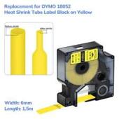 Kompatibilní páska s Dymo 18052, S0718270, 6mm x 1,5m , černý tisk / žlutý podklad, RHINO - Trubice