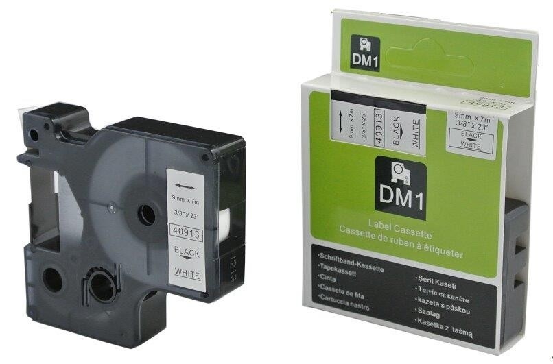 Tonery Náplně Kompatibilní páska s Dymo 40913, S0720680 / 40913, 9mm x 7m cerný tisk / bílý podklad