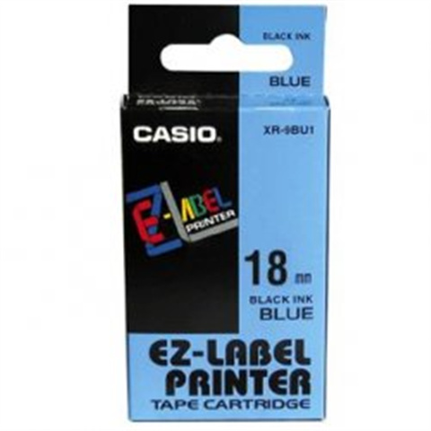 Tonery Náplně Páska Casio XR-18BU1 (Černý tisk/modrý podklad) (18mm)