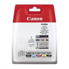 Cartridge Canon PGI-580 PGBk, CLI-581 C/M/Y/Bk, 2078C005 - originální (2x Černá + 3x Barvy)