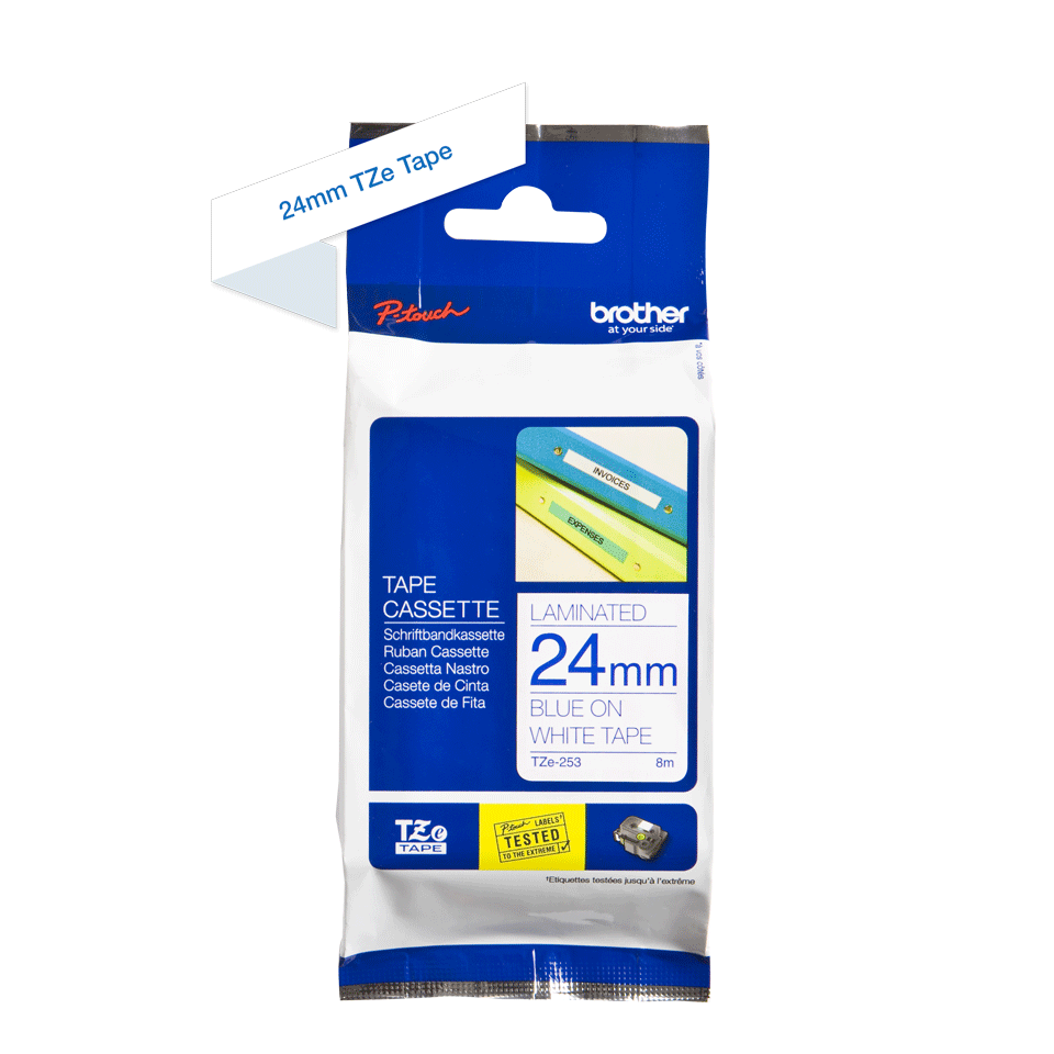 Páska do tiskárny štítků Brother TZ-253, 24mm, modrý/bílý, O