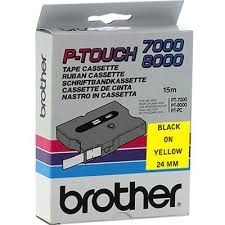 Páska do tiskárny štítků Brother TX-651, 24mm, černý tisk/žlutý podklad, O