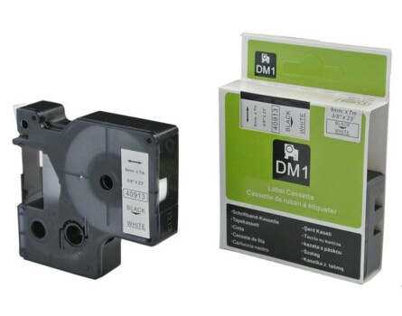 Kompatibilní páska s Dymo 40913, S0720680 / 40913, 9mm x 7m cerný tisk / bílý podklad
