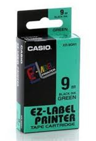 Tonery Náplně Páska Casio XR-9GN1 (Černý tisk/zelený podklad) (9mm)