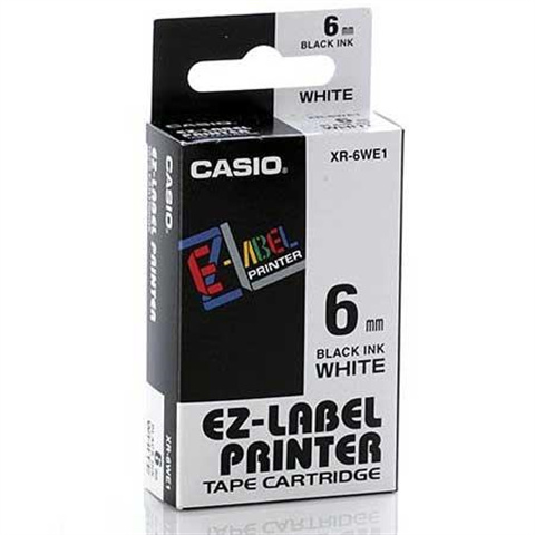 Tonery Náplně Páska Casio XR-6WE1 (Černý tisk/bílý podklad) (6mm)