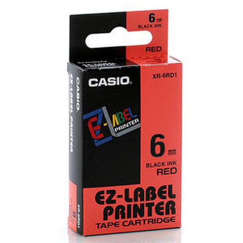 Tonery Náplně Páska Casio XR-6RD1 (Černý tisk/červený podklad) (6mm)