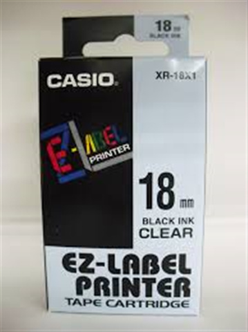 Tonery Náplně Páska Casio XR-18X1 (Černý tisk/průsvitný podklad) (18mm)