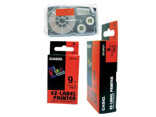 Tonery Náplně Páska Casio XR-9RD1 (Černý tisk/červený podklad) (9mm)