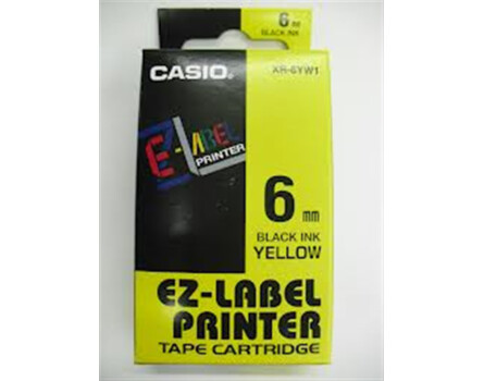 Páska Casio XR-6YW1 (Černý tisk/žlutý podklad) (6mm)