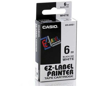 Páska Casio XR-6WE1 (Černý tisk/bílý podklad) (6mm)