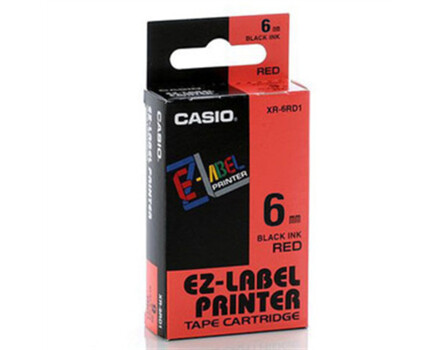 Páska Casio XR-6RD1 (Černý tisk/červený podklad) (6mm)