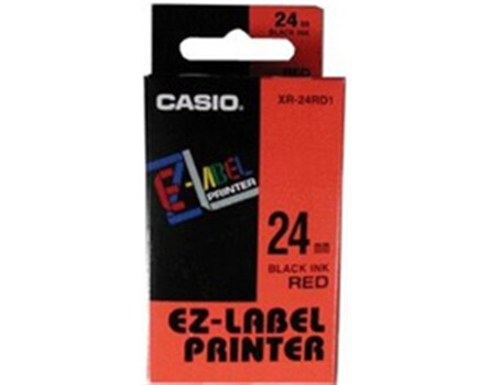 Páska Casio XR-24RD1 (Černý tisk/červený podklad) (24mm)