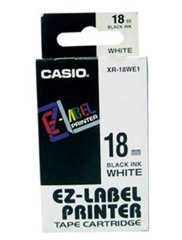 Tonery Náplně Páska Casio XR-18WE1 (Černý tisk/bílý podklad) (18mm)
