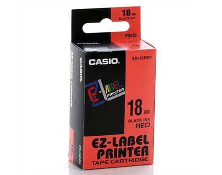 Páska Casio XR-18RD1 (Černý tisk/červený podklad) (18mm)