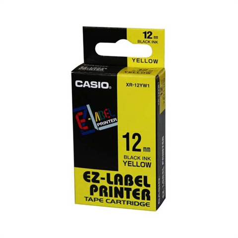 Tonery Náplně Páska Casio XR-12YW1 (Černý tisk/žlutý podklad) (12mm)
