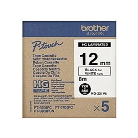 Páska Brother HGE231V5 (Černý tisk/bílý podklad)