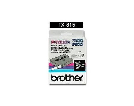 Páska Brother TX-315 - originální (Bílý tisk/černý podklad)