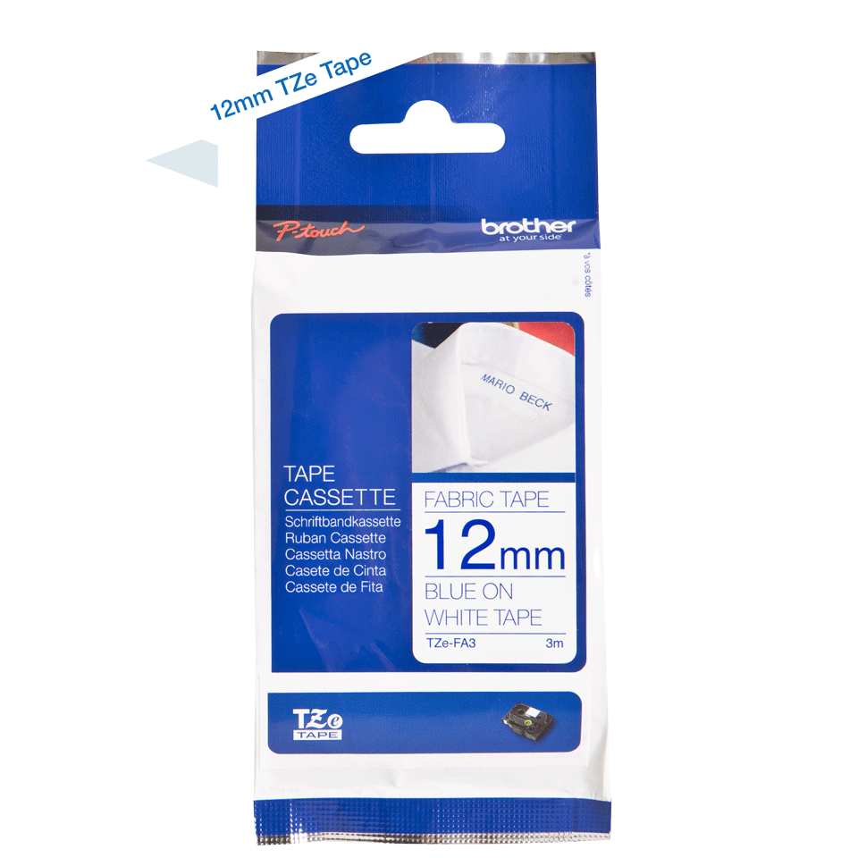 Barvící páska Brother TZ-FA3 (Modrý tisk/bílý podklad)